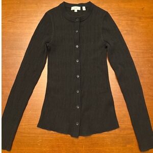 A.L.C. Cardigan top XS black‎ cotton blend stretch long sleeve EUC